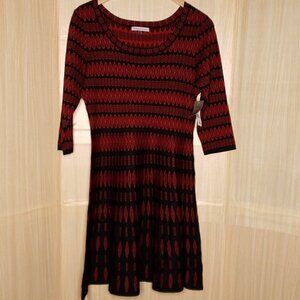 Donny And Nicole Womens New Black Red Geometric Print Sweater Dress XL